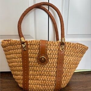 Michael Kors Woven Tote with Brown Leather and Gold Accents